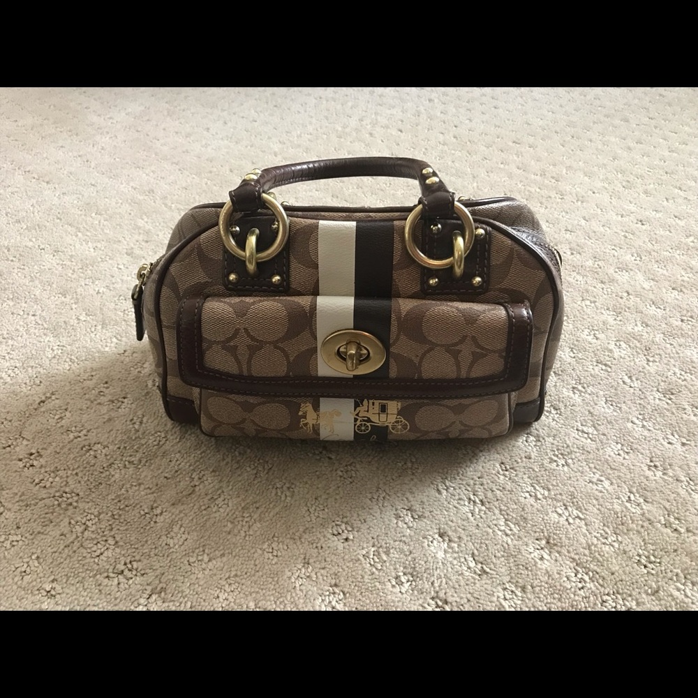 Coach satchel with stripes
